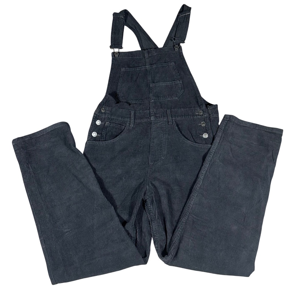 We The Free Ziggy Overalls NWOT Women XS Black Corduroy Relaxed Straight Leg Bib